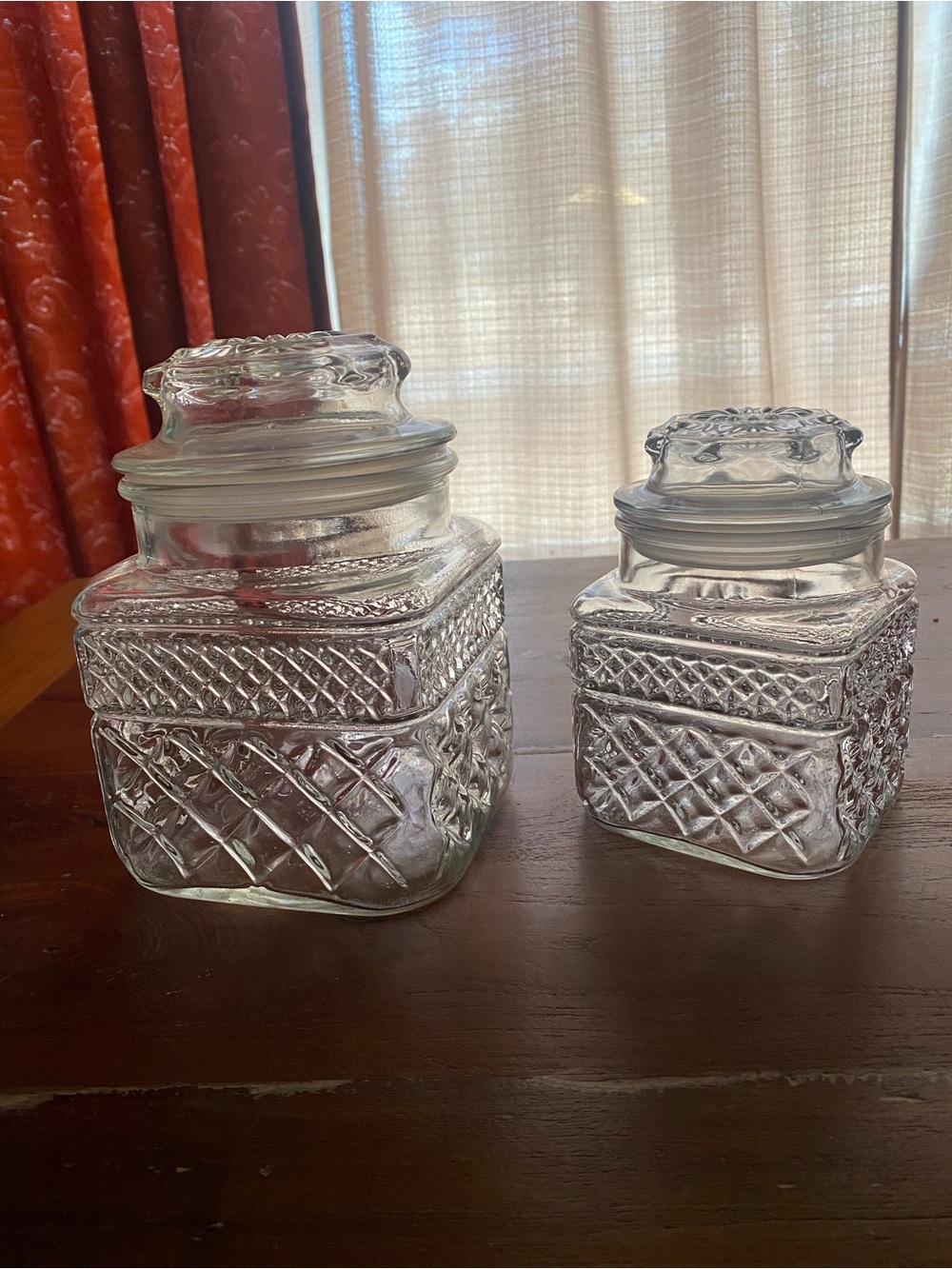 Berle Clear Textured Glass Canister Pair